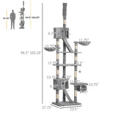 Cat Tree Tower 94.5" - Adjustable Climbing Tower with Hammock