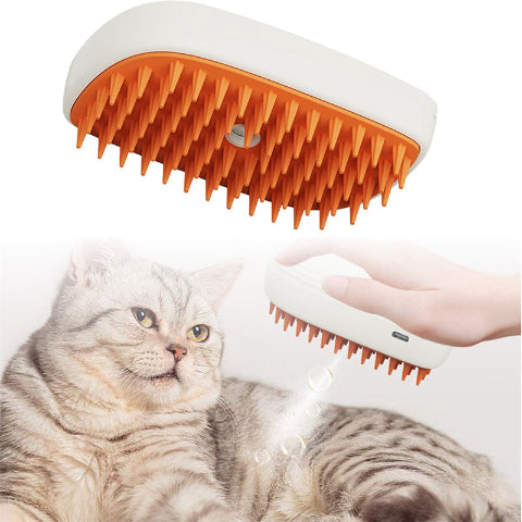 USB Rechargeable Pet Steam Brush - 3-in-1 Spray Massage Grooming Comb