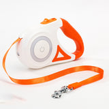 multi-functional retractable leash with built-in LED spotlight and collar
