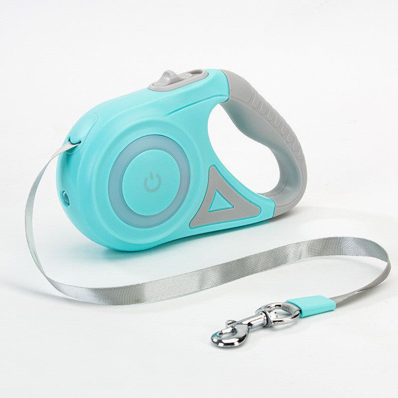 multi-functional retractable leash with built-in LED spotlight and collar