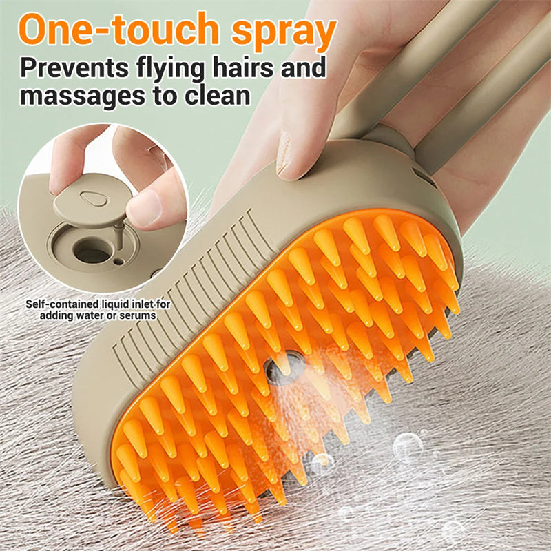 3-in-1 Electric Steam Brush for Cats & Dogs - Pet Grooming Massage Comb