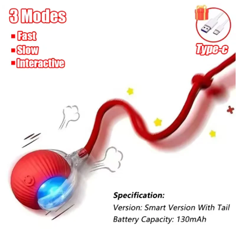 Smart Cat Interactive Ball Toy - USB Rechargeable Rolling Ball with Tail