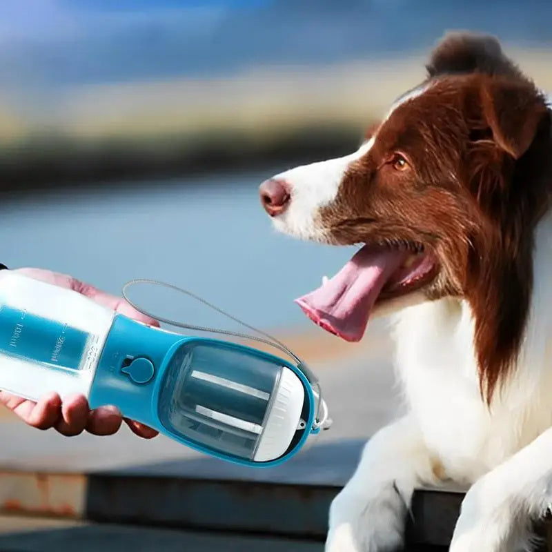 “3-in-1 Portable Pet Water & Food Cup with Waste Bag Dispenser – Multi-Functional Travel Bottle for Dogs & Cats”