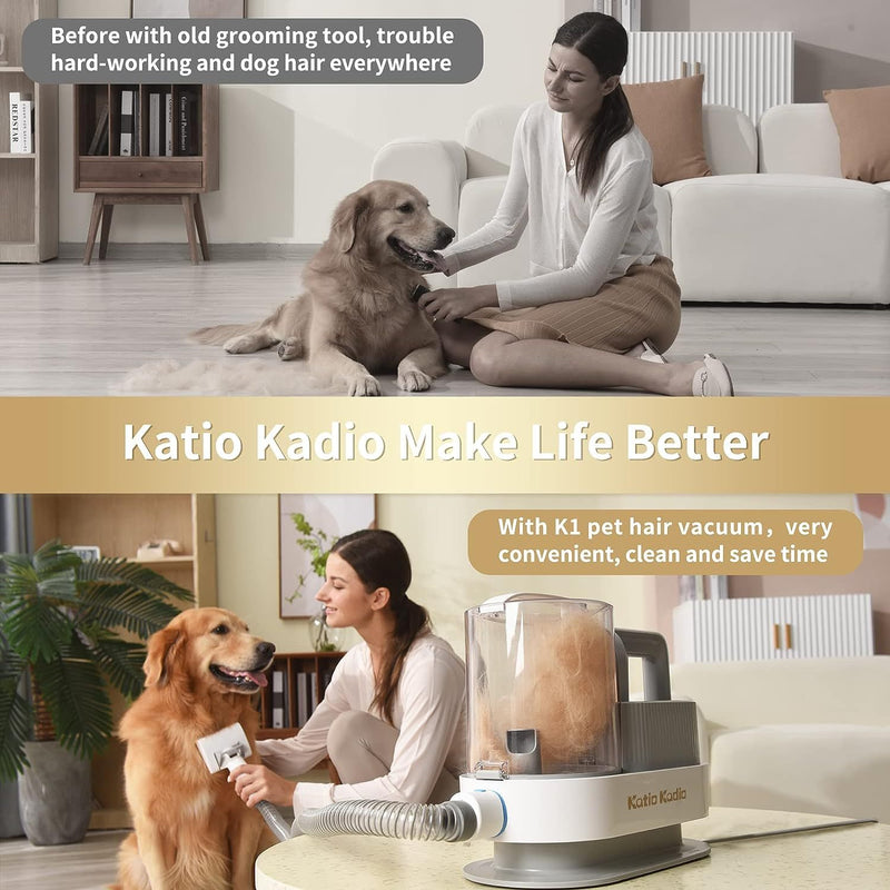 Pet Grooming Kit, 5-in-1 Dog Grooming Set with 2 Suction Modes, Low Noise Dog Hair Remover, Vacuum for Cleaning Shedding Hair from Small and Medium Pets at Home