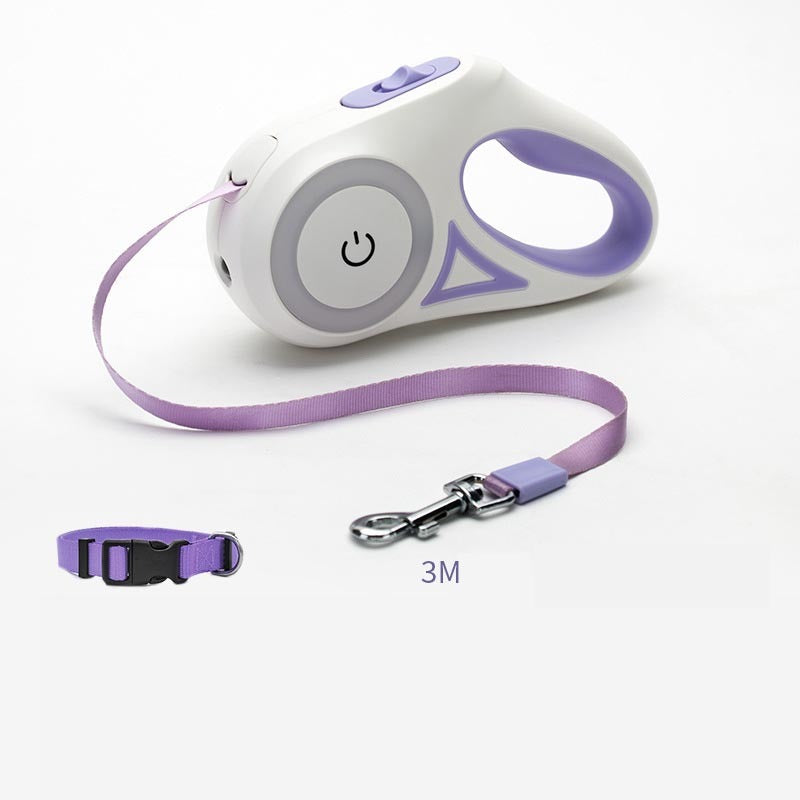 multi-functional retractable leash with built-in LED spotlight and collar