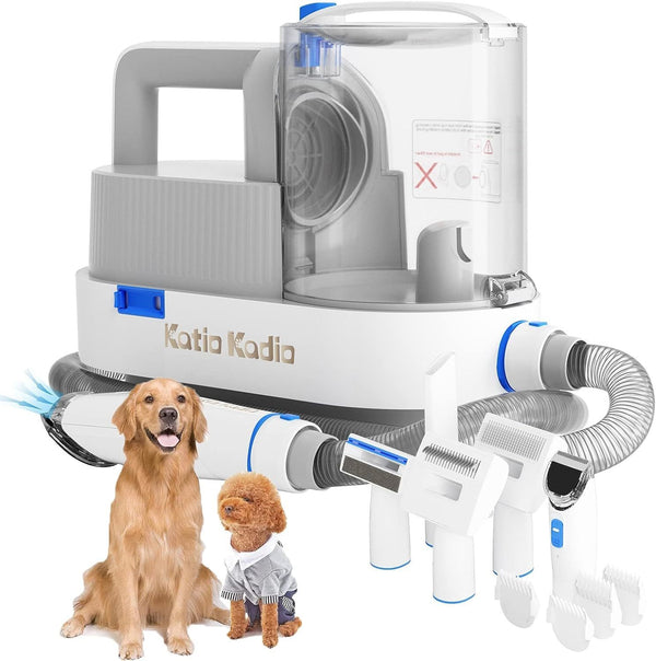 Pet Grooming Kit, 5-in-1 Dog Grooming Set with 2 Suction Modes, Low Noise Dog Hair Remover, Vacuum for Cleaning Shedding Hair from Small and Medium Pets at Home