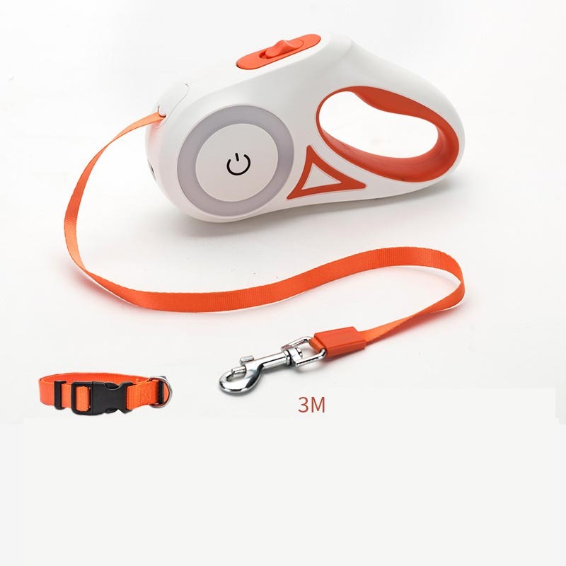 multi-functional retractable leash with built-in LED spotlight and collar