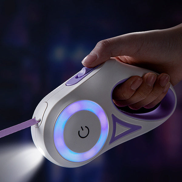 multi-functional retractable leash with built-in LED spotlight and collar