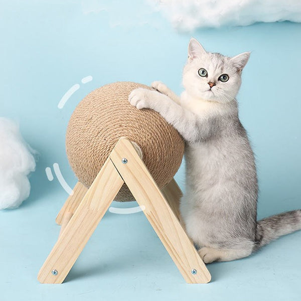 Interactive Rotating Cat Scratcher - Small Wooden Scratching Post