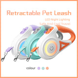 multi-functional retractable leash with built-in LED spotlight and collar