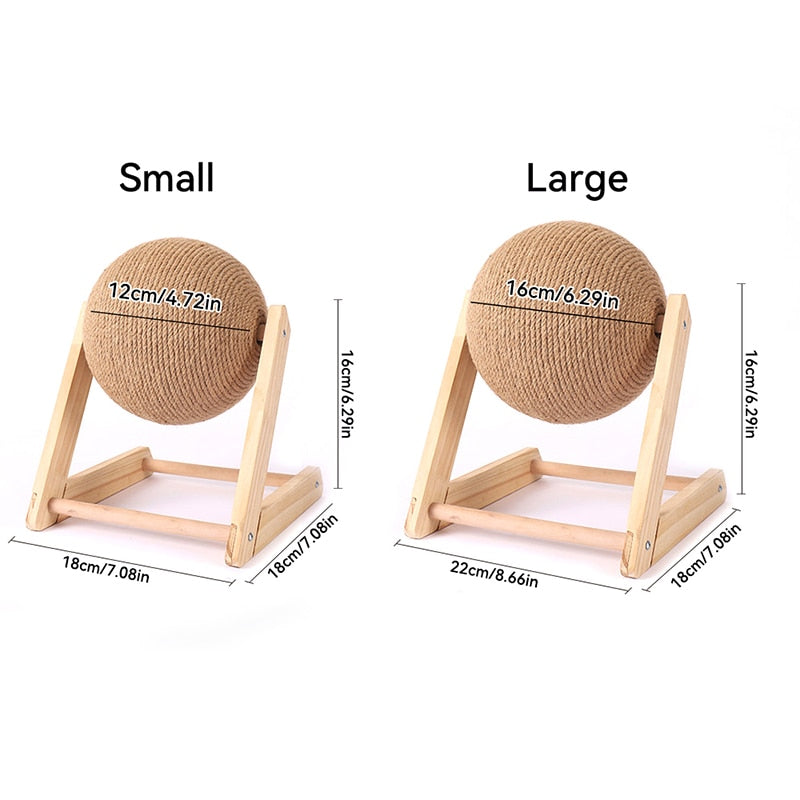 Interactive Rotating Cat Scratcher - Small Wooden Scratching Post