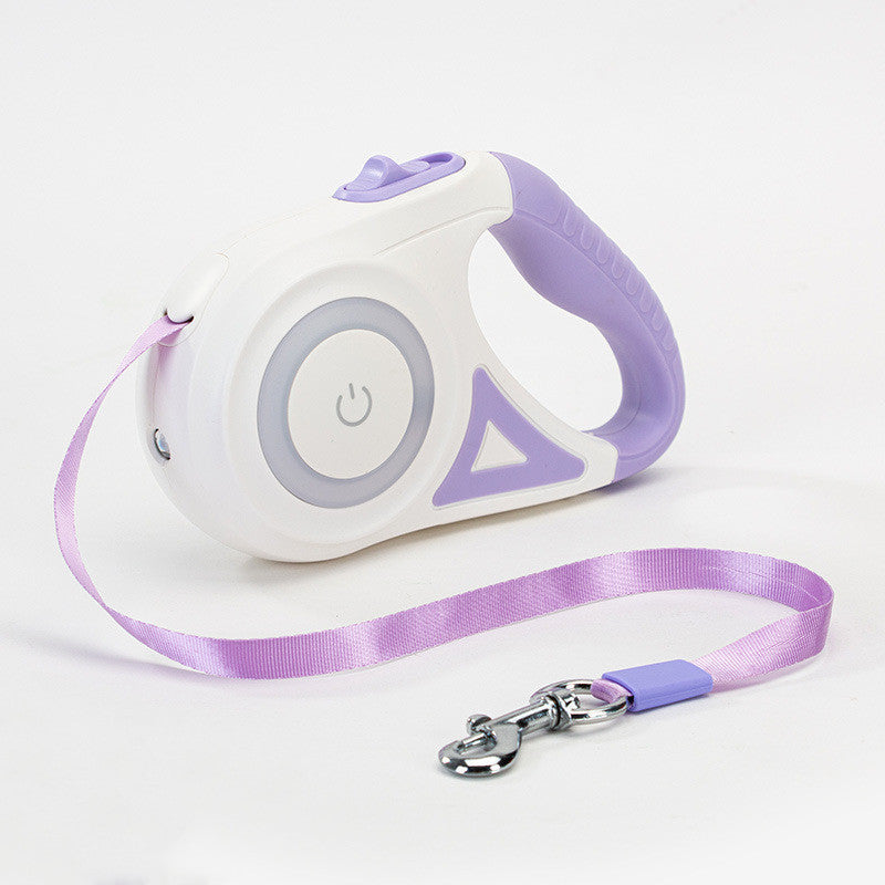 multi-functional retractable leash with built-in LED spotlight and collar