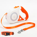 multi-functional retractable leash with built-in LED spotlight and collar
