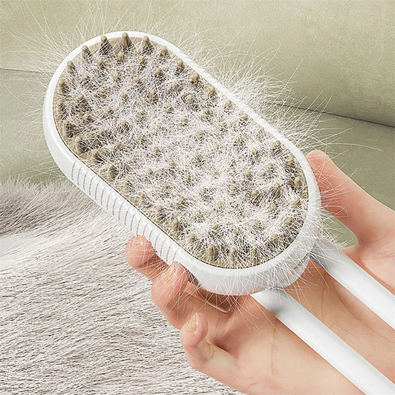 3-in-1 Electric Steam Brush for Cats & Dogs - Pet Grooming Massage Comb