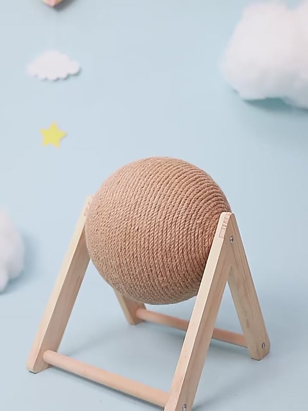Interactive Rotating Cat Scratcher - Small Wooden Scratching Post